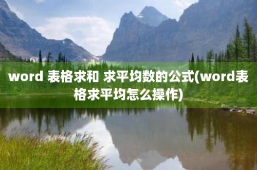 word 表格求和 求平均数的公式(word表格求平均怎么操作)