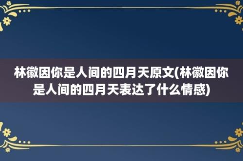 林徽因你是人间的四月天原文(林徽因你是人间的四月天表达了什么情感)