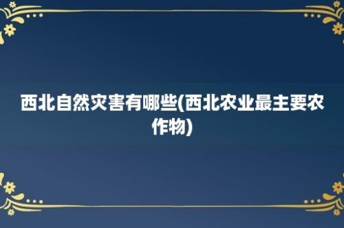 西北自然灾害有哪些(西北农业最主要农作物)