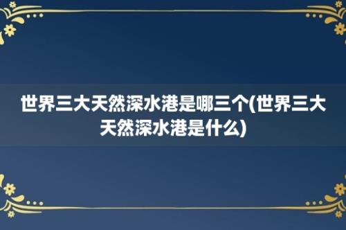 世界三大天然深水港是哪三个(世界三大天然深水港是什么)