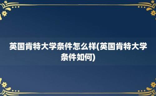 英国肯特大学条件怎么样(英国肯特大学条件如何)