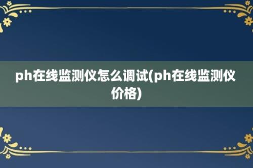 ph在线监测仪怎么调试(ph在线监测仪 价格)