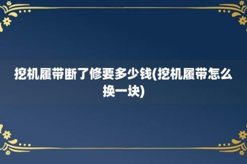 挖机履带断了修要多少钱(挖机履带怎么换一块)