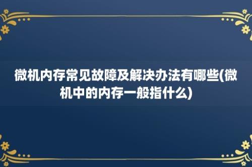 微机内存常见故障及解决办法有哪些(微机中的内存一般指什么)