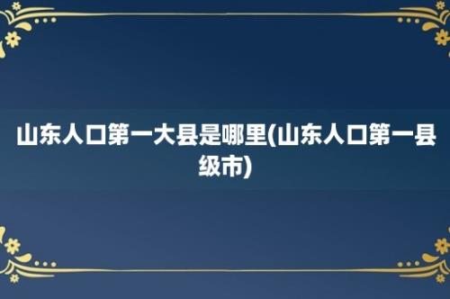 山东人口第一大县是哪里(山东人口第一县级市)