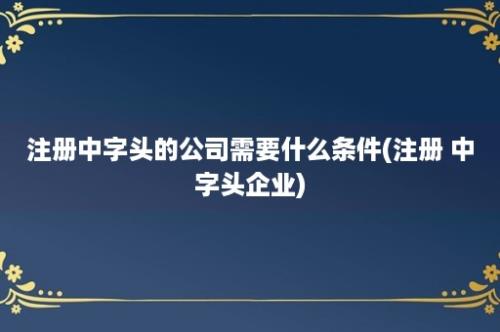 注册中字头的公司需要什么条件(注册 中字头企业)