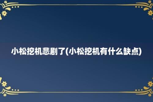 小松挖机悲剧了(小松挖机有什么缺点)