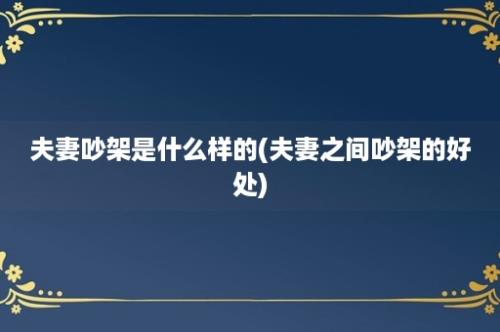 夫妻吵架是什么样的(夫妻之间吵架的好处)