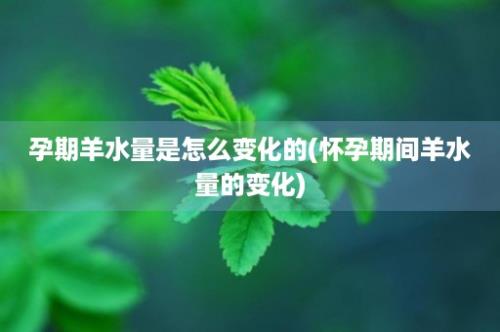 孕期羊水量是怎么变化的(怀孕期间羊水量的变化)