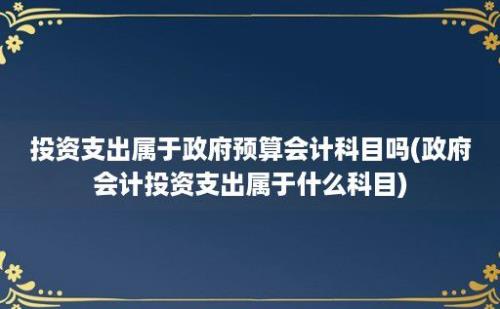 投资支出属于政府预算会计科目吗(政府会计投资支出属于什么科目)