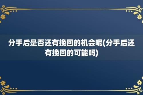 分手后是否还有挽回的机会呢(分手后还有挽回的可能吗)