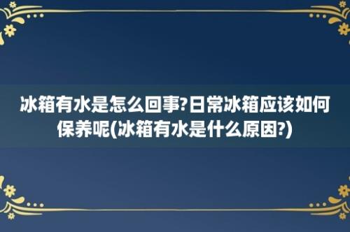 冰箱有水是怎么回事?日常冰箱应该如何保养呢(冰箱有水是什么原因?)