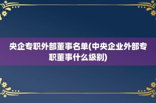 央企专职外部董事名单(中央企业外部专职董事什么级别)