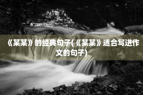 《某某》的经典句子(《某某》适合写进作文的句子)