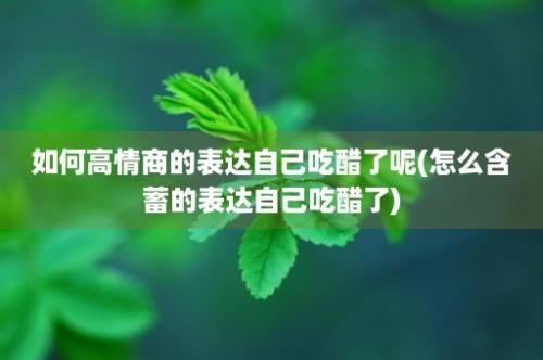 如何高情商的表达自己吃醋了呢(怎么含蓄的表达自己吃醋了)