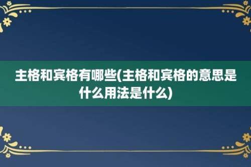 主格和宾格有哪些(主格和宾格的意思是什么用法是什么)