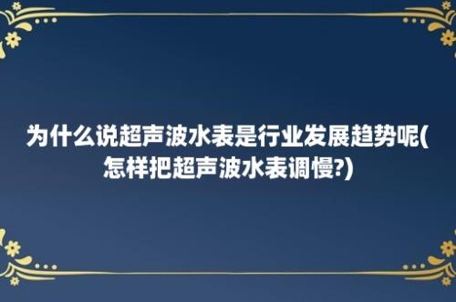 为什么说超声波水表是行业发展趋势呢(怎样把超声波水表调慢?)