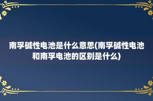 南孚碱性电池是什么意思(南孚碱性电池和南孚电池的区别是什么)