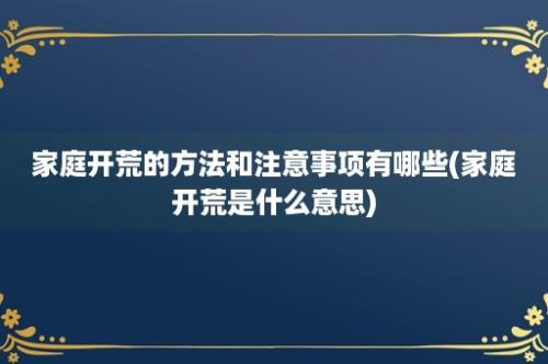 家庭开荒的方法和注意事项有哪些(家庭开荒是什么意思)