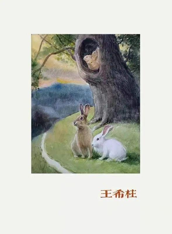 麋鹿天空油画作品（北方油画院新年画兔作品在线欣赏）(45)