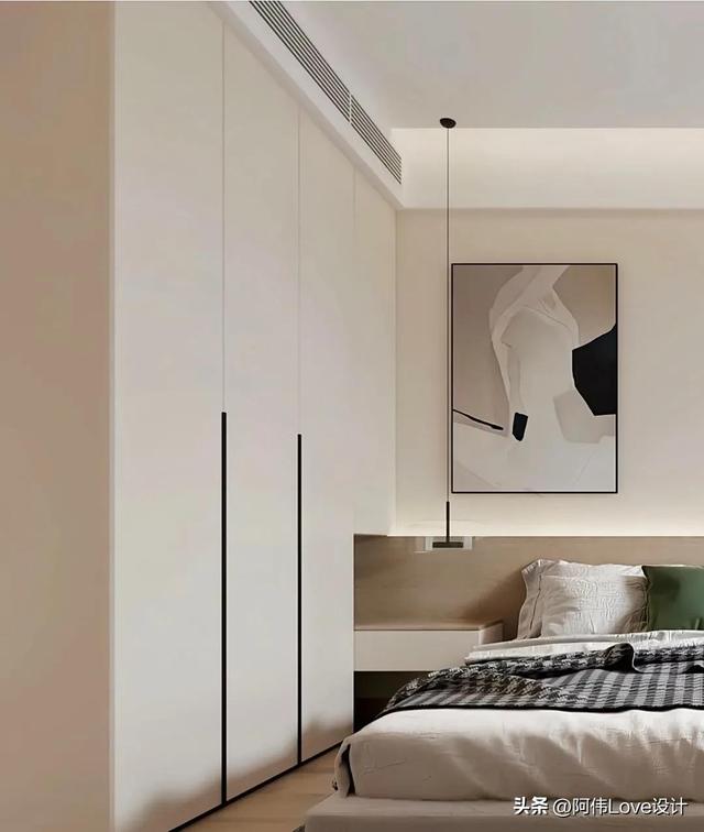 柜子加床头背景墙效果图（高级感卧室床头背景墙加衣柜配色设计分享）(30)