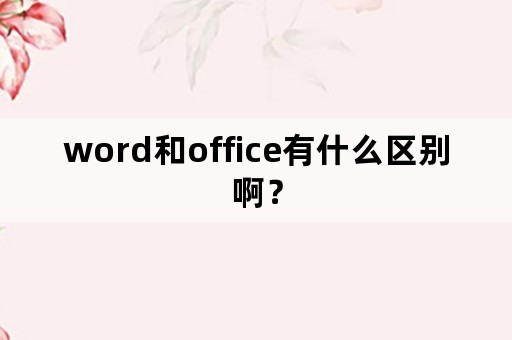 word和office有什么区别啊？