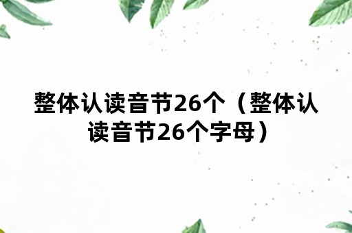整体认读音节26个（整体认读音节26个字母）