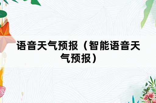 语音天气预报（智能语音天气预报）