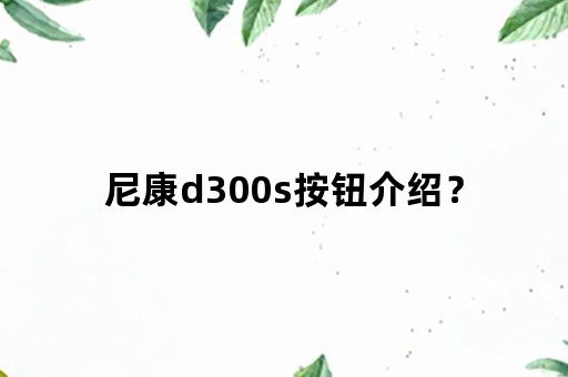 尼康d300s按钮介绍？