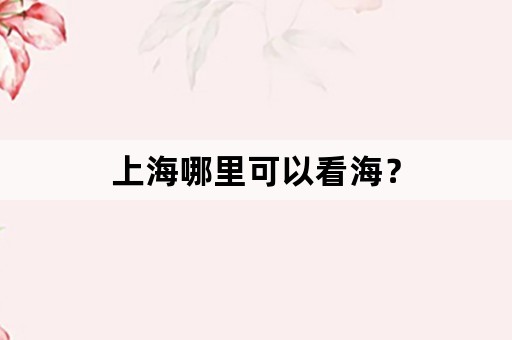 上海哪里可以看海？