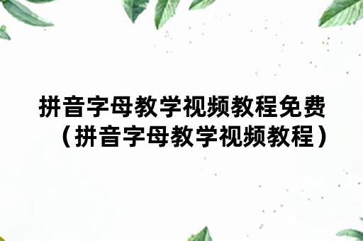 拼音字母教学视频教程免费（拼音字母教学视频教程）