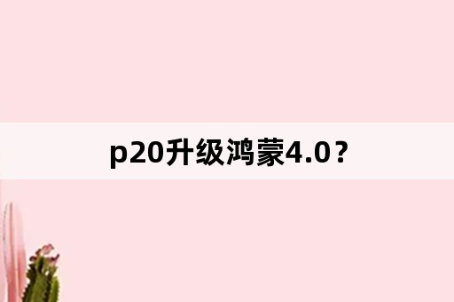 p20升级鸿蒙4.0？