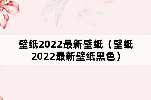 壁纸2022最新壁纸（壁纸2022最新壁纸黑色）
