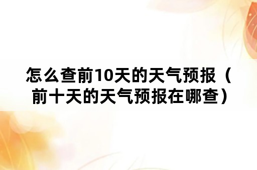 怎么查前10天的天气预报（前十天的天气预报在哪查）