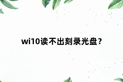 wi10读不出刻录光盘？