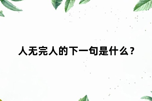 人无完人的下一句是什么？