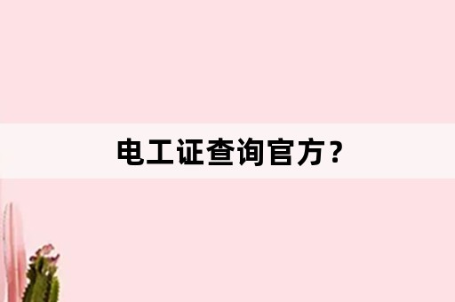 电工证查询官方？