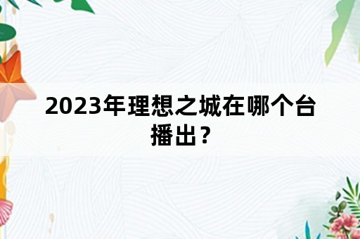 2023年理想之城在哪个台播出？