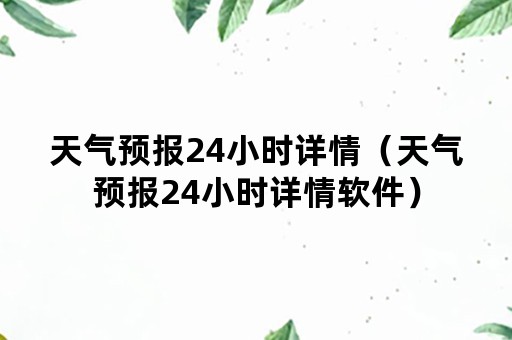天气预报24小时详情（天气预报24小时详情软件）