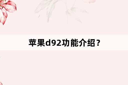 苹果d92功能介绍？