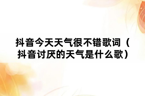 抖音今天天气很不错歌词（抖音讨厌的天气是什么歌）