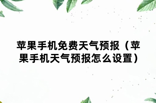 苹果手机免费天气预报（苹果手机天气预报怎么设置）