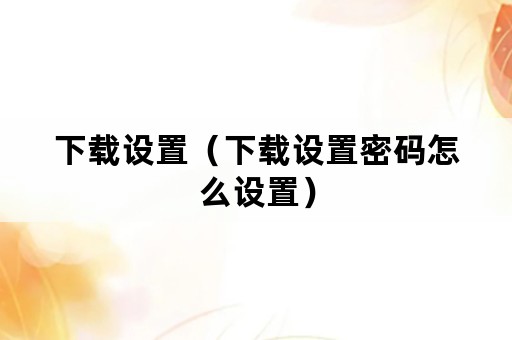下载设置（下载设置密码怎么设置）