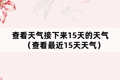 查看天气接下来15天的天气（查看最近15天天气）