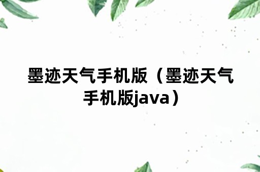 墨迹天气手机版（墨迹天气手机版java）