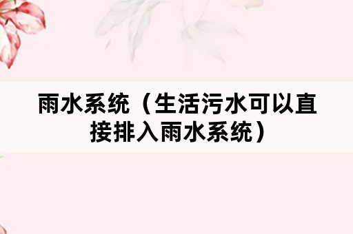 雨水系统（生活污水可以直接排入雨水系统）