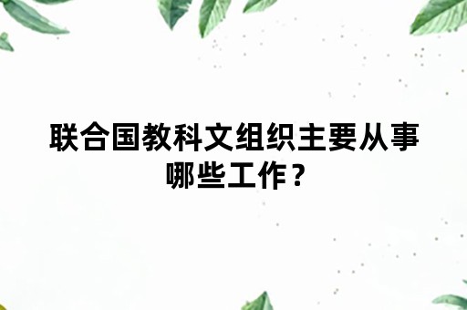 联合国教科文组织主要从事哪些工作？