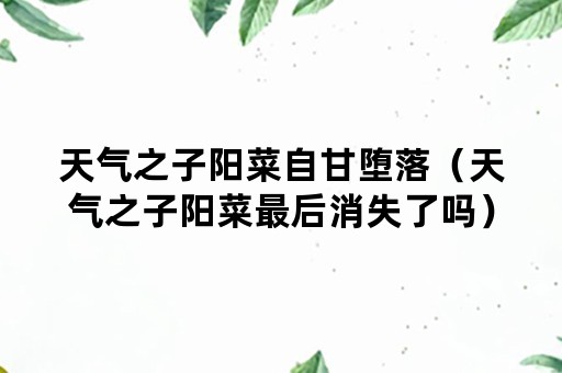 天气之子阳菜自甘堕落（天气之子阳菜最后消失了吗）