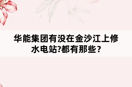 华能集团有没在金沙江上修水电站?都有那些？