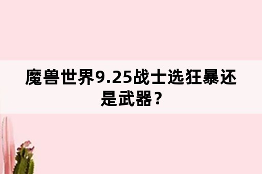 魔兽世界9.25战士选狂暴还是武器？